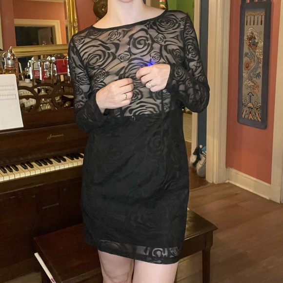 Vintage Deadstock with tags y2k lace Bebe floral mini dress with open back XS - Picture 6 of 8